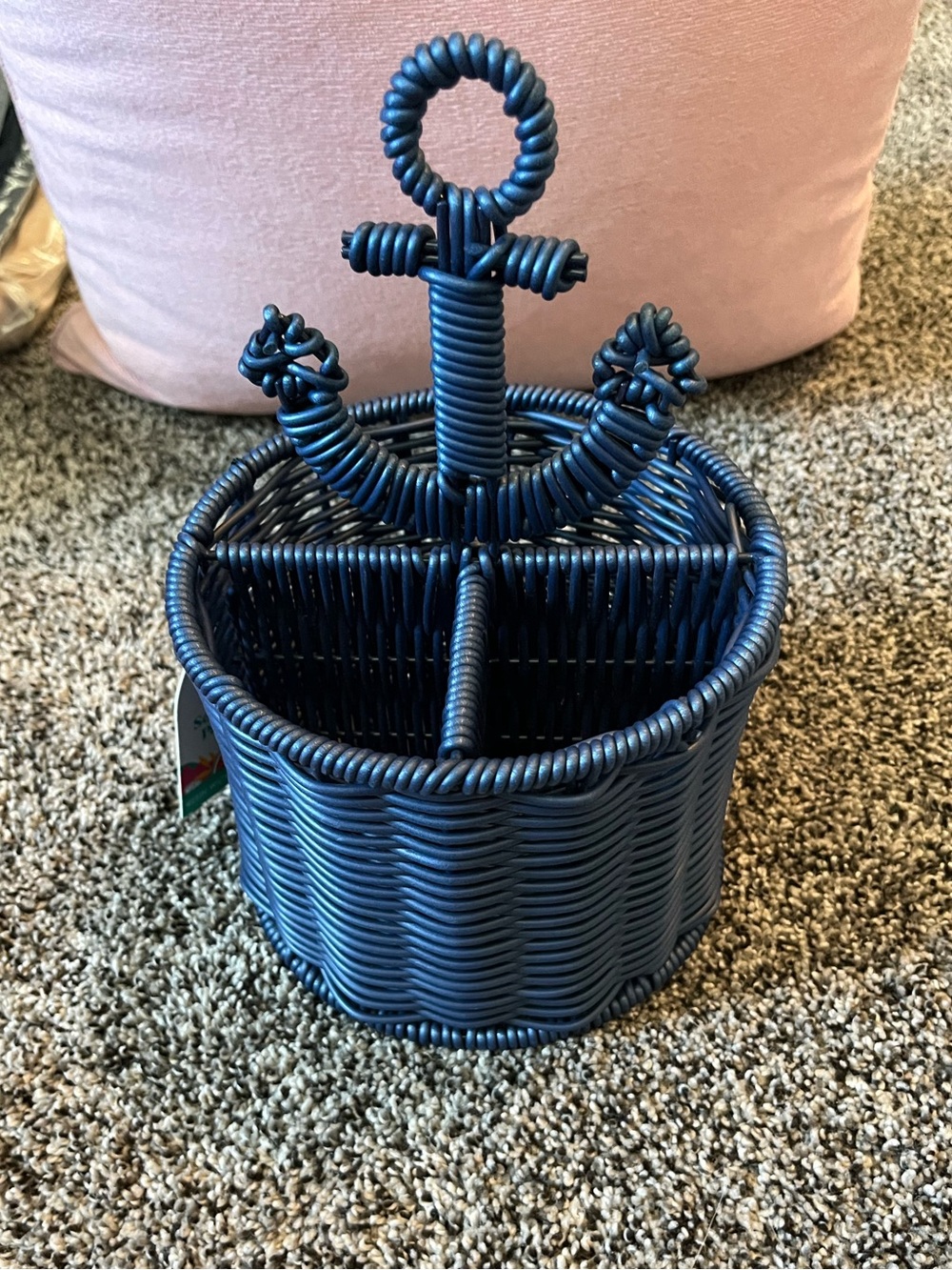 Anchor shaped blue woven basket organizer